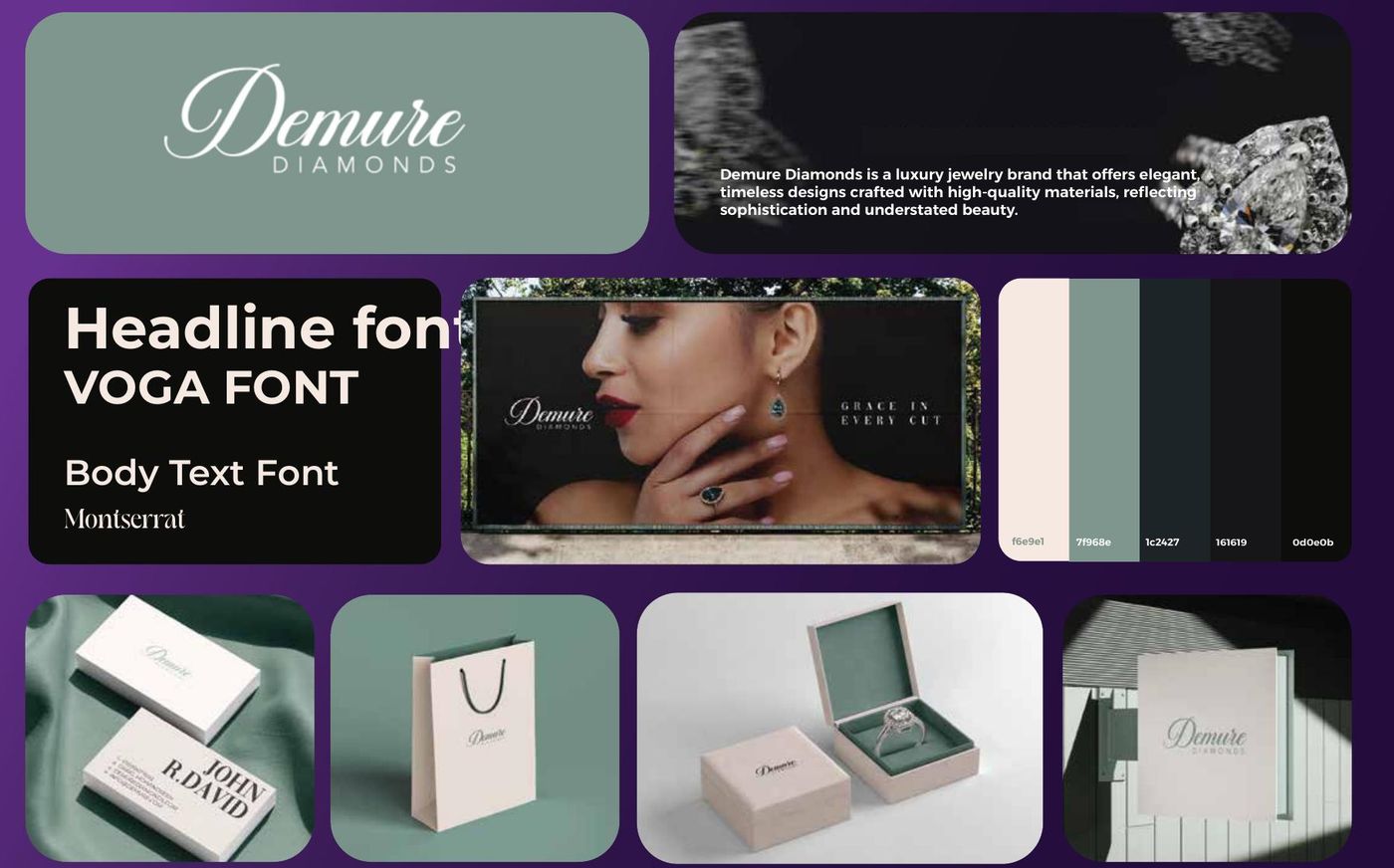 Demure Diamonds visual identity